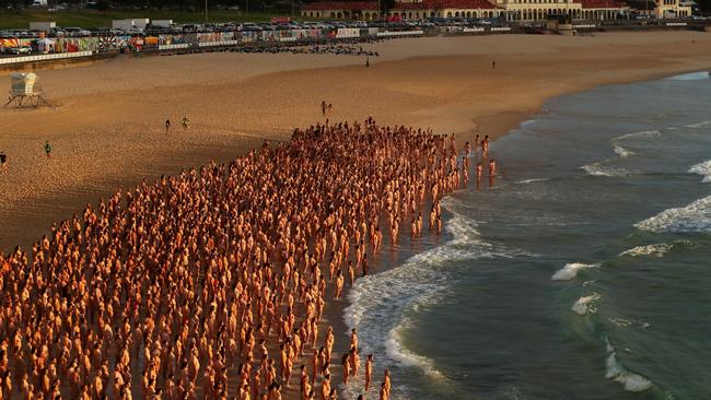 Two thousand naked Aussies descended on Bondi Beach. Picture: Lisa Maree Williams/Getty Images