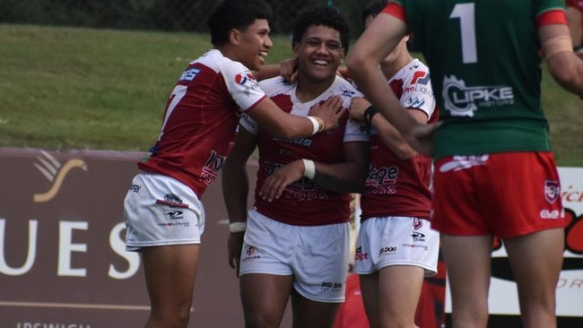 John FINEANGANOFO after scoring one of his three tries.