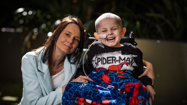 6-year-old Jackson with his mum Danielle Berghofer at Ronald McDonald House Charity’s South Brisbane House. Picture: Nigel Hallett