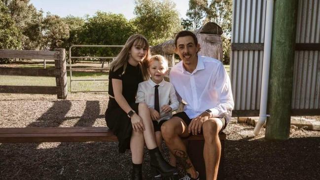 Samarah Davis with partner Dylan and son Hunter are living in terror at their Bundaberg public housing unit.