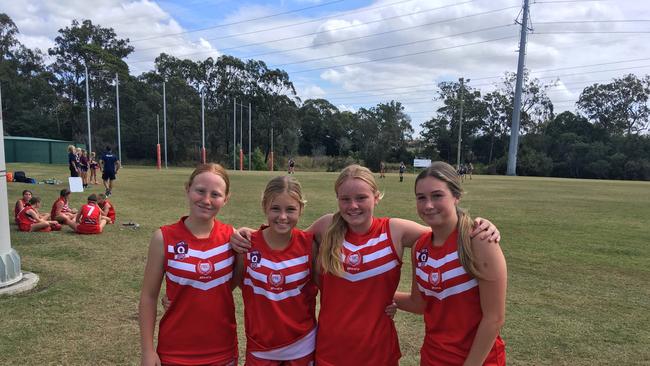 Palm Beach Currumbin SHS kickers Tara Harrington, Ava Maher, Allana Welsh and Grace Emmett.