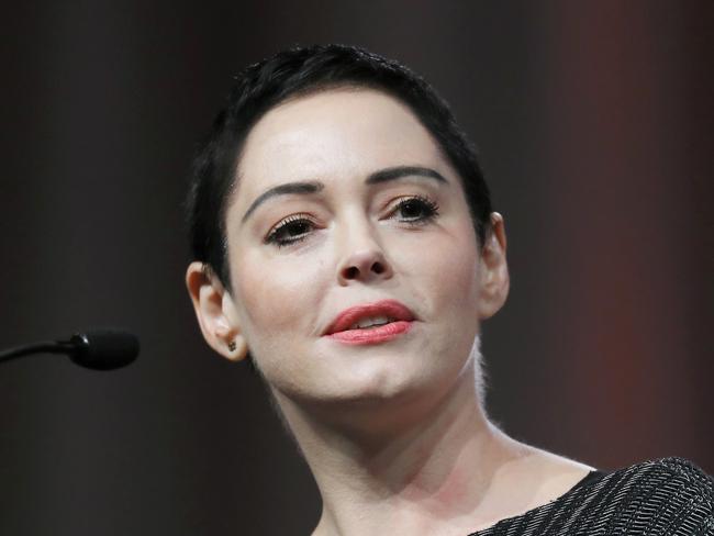 Rose McGowan accused Hollywood of ‘fakery’ after the Golden Globes all-black protest. Picture: AP/ Paul Sancya.