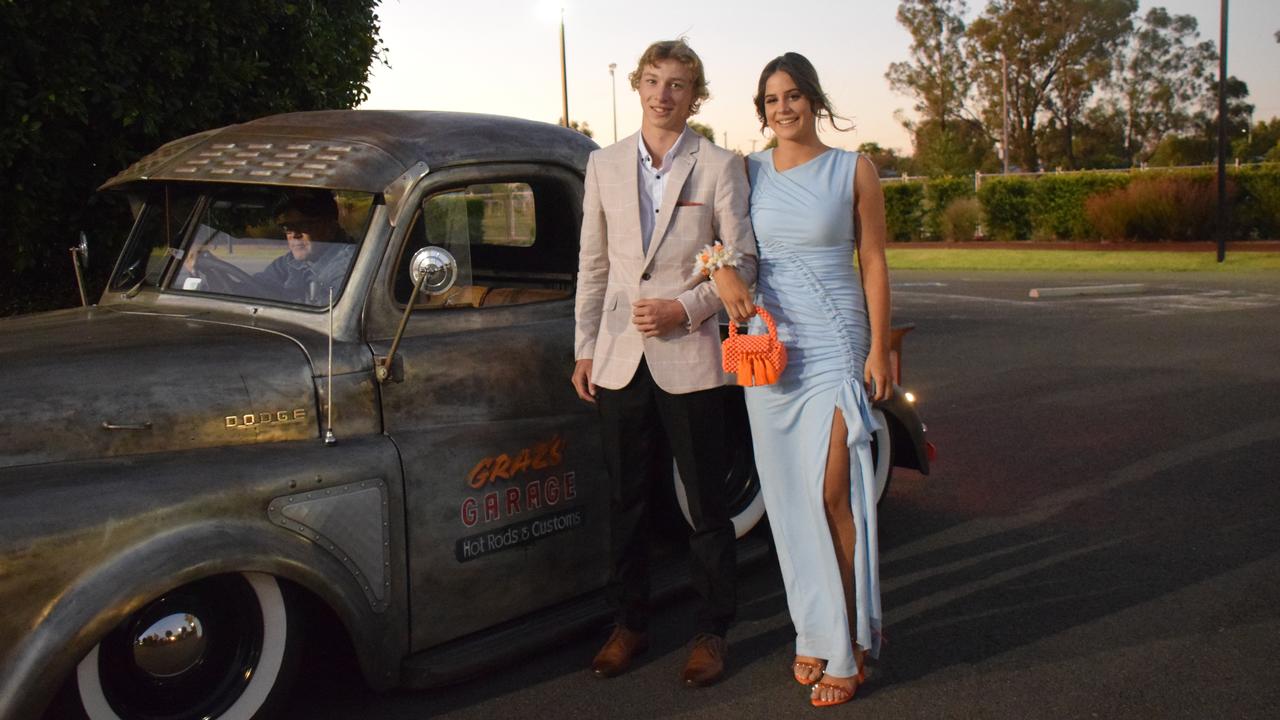 Aidan Stam and Yolande Gordon stunned on the red carpet at Our Lady of Southern Cross College's formal for 2023. Picture: Emily Devon