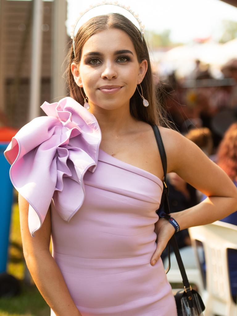 Dakoda Lally enjoys the glitz and glamour from the 2020 Great Northern Darwin Cup Carnival. Picture: Che Chorley