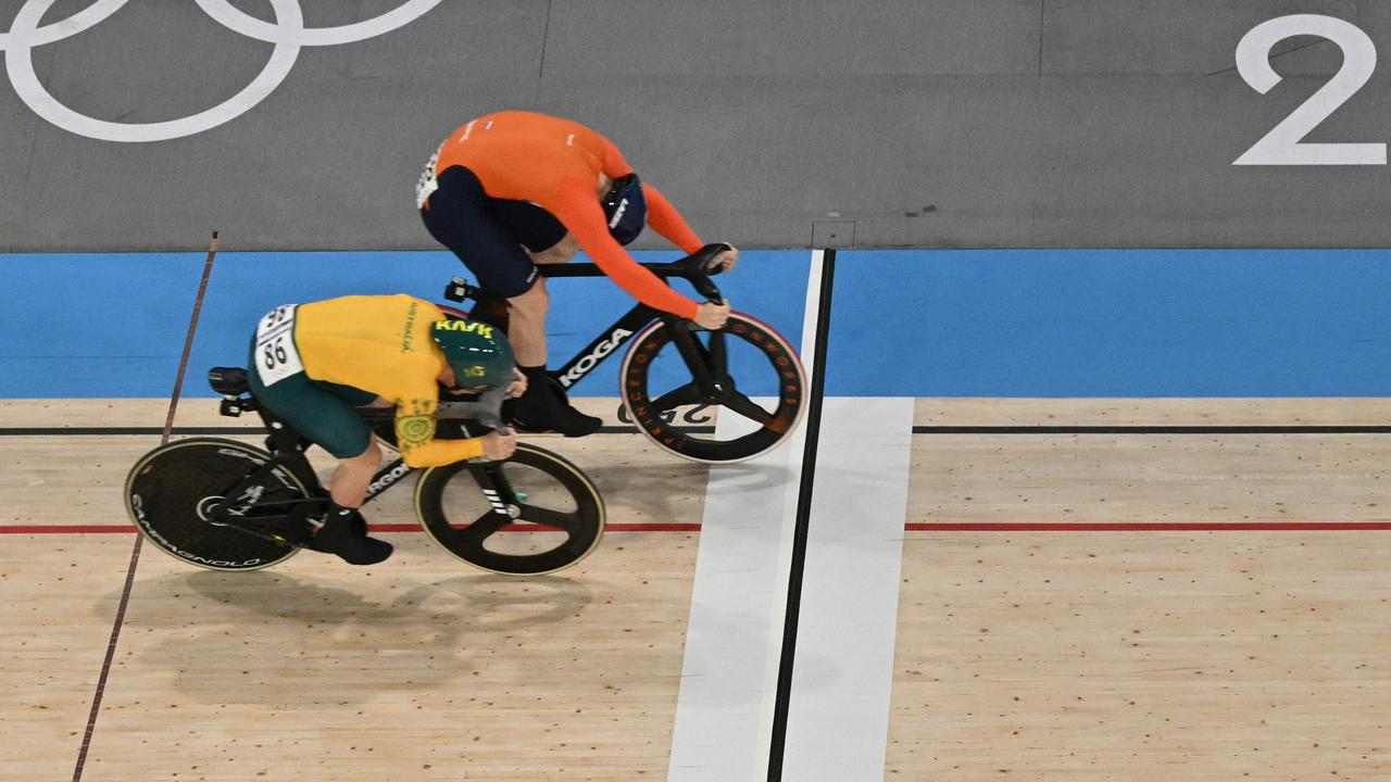 Netherlands' Harrie Lavreysen won ahead of Matthew Richardson. Picture: AFP