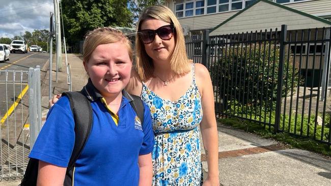 Dakota Hasted and Tiffany Hasted at the first day of school at Nambour State School in 2023. Photo: Chelsea Heaney