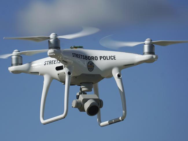 The Streetsboro police department in the US is using drones to catch criminals and monitor natural disasters. Picture: Dake Kang/AP