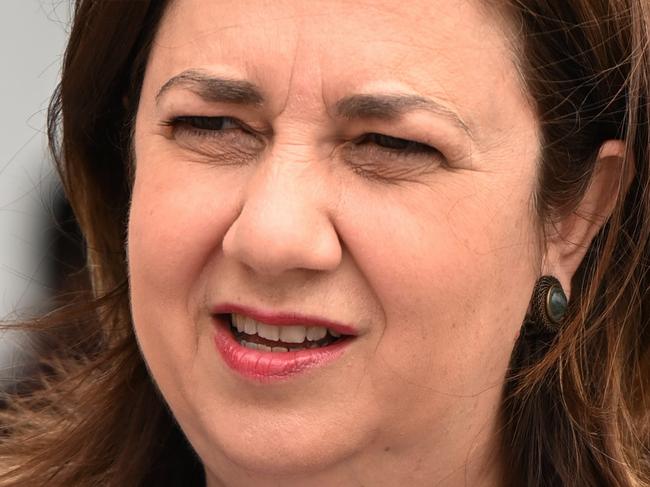 07/11/2021:  QLD Premier Annastacia Palaszczuk and Acting Chief Health Officer Dr Peter Aitken hold a media conference on Covid vaccine uptake at a Bunnings store pop up Covid clinic, and afterwards the Premier grabbed a sausage sandwich, in Stafford, Brisbane . Lyndon Mechielsen/Courier Mail