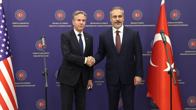 US Secretary of State Antony Blinken meets with Turkish Minister of Foreign Affairs Hakan Fidan. Picture: Getty Images.