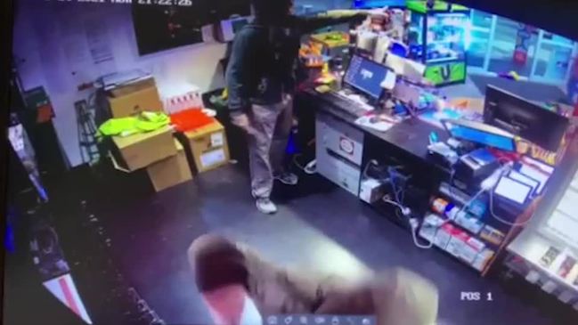 CCTV  shows a dramatic armed robbery at a Bundaberg South service station