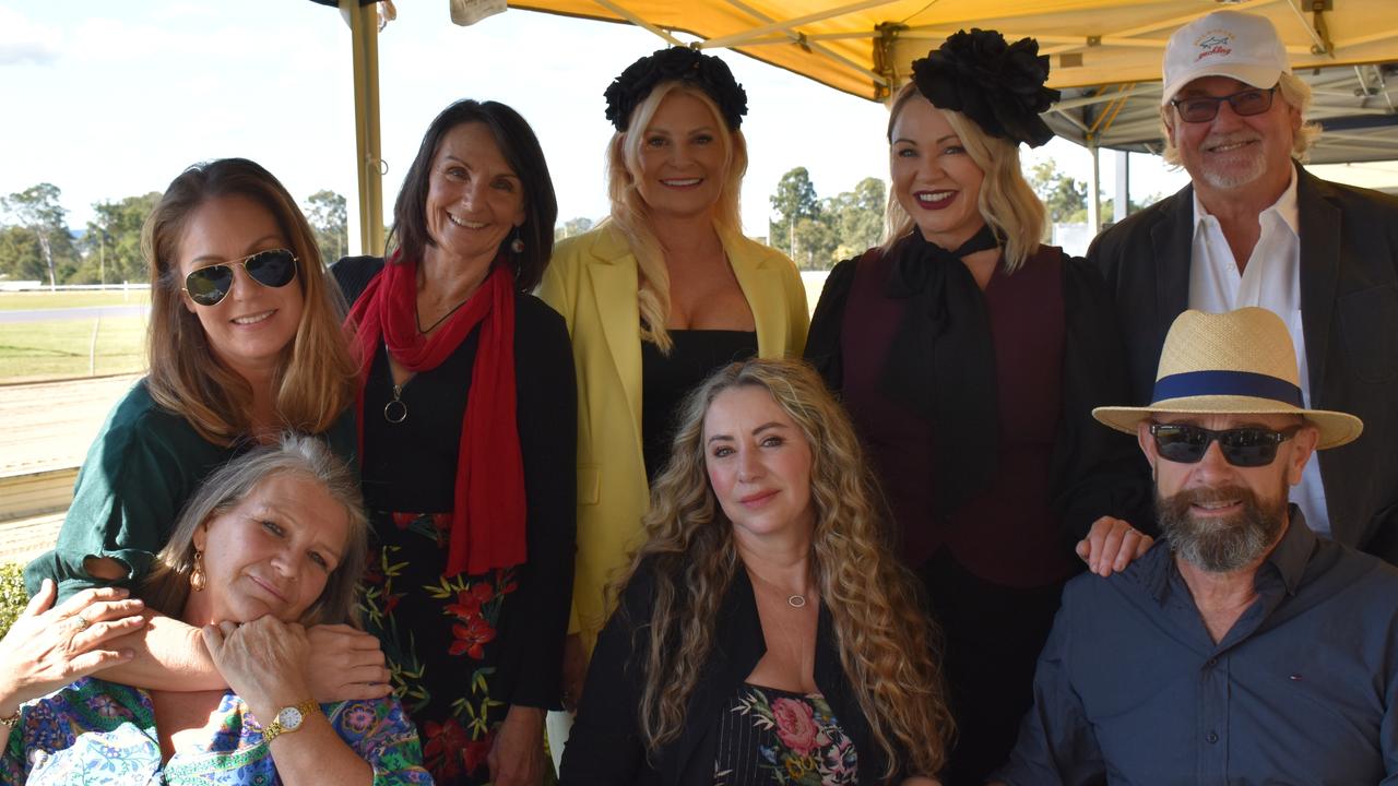 (back row, L-R): Carli Weatherill, Sandy Nicholson, Katrina Grace, Carlie Wacker, Mark Wacker, (front row L-R) Daisy Green, Angela Lamb and Eric Lamb at the 2022 Gympie RSL Club Cup race day.