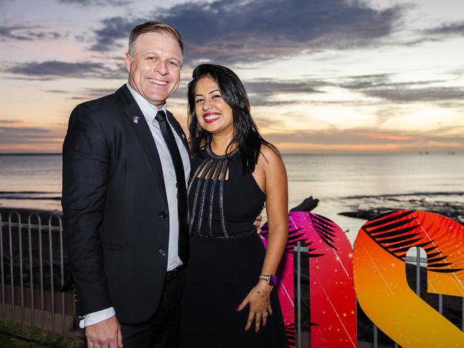 Aaron Mcmahon and Nadee Wicks at the 2025 Hospitality NT Aristocrat Technologies Awards for Excellence, Darwin Ski Club. Picture: Pema Tamang Pakhrin