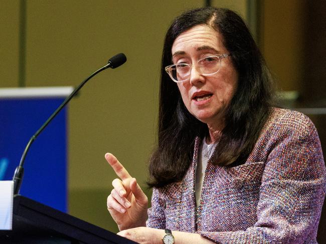 2/11/2023 Gina Cass-Gottlieb is the chair of the ACCC, speaking during the Economic & Social Outlook Conference in Melbourne. Aaron Francis / The Australian