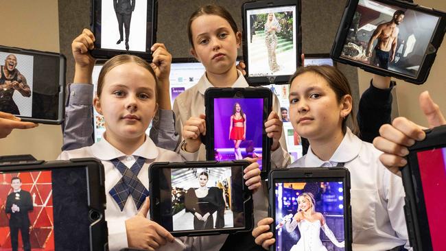 June 4, 2024: Concordia College students Audrey 11, Emmy 11 and Felicity 11 have done the Media Smart course about body image. Picture: Kelly Barnes