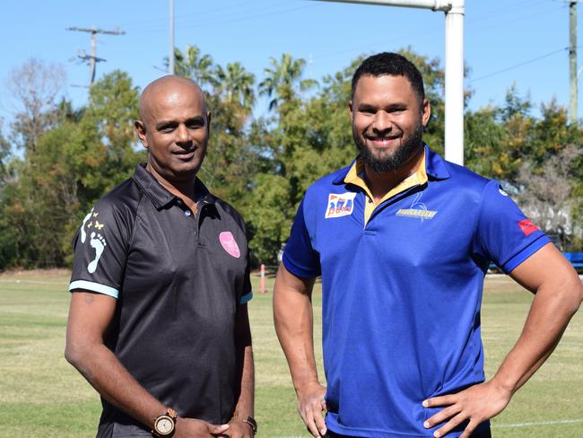 DV campaigner Michael Jeh and Director of Rugby at Townsville and District Rugby Union Daniel Withers.