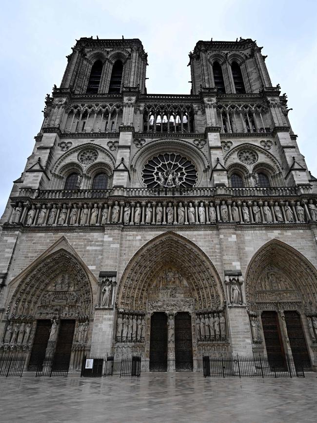 The cathedral’s fresh facade. Picture: AFP