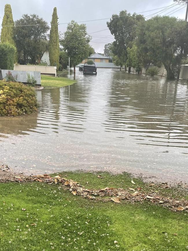 Parts of Swan Hill under water after a heavy downpour. Picture: Facebook