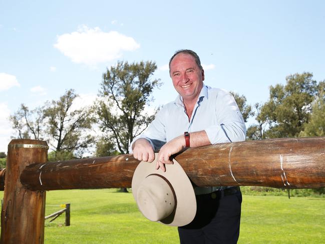 On the campaign trail in the New England .... Barnaby Joyce pictured at Bendemeer. Picture by Peter Lorimer.