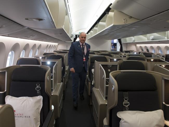 Some of the seat ‘pods’ on Qantas' first direct flight between Perth and London. Picture: Stewart Allen/Sunday Times