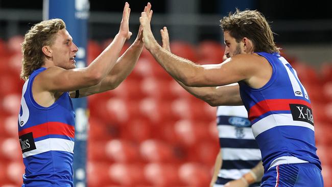 Naughton and fellow tall forward Josh Bruce are still working on their attacking partnership. Picture: Getty Images