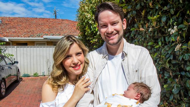 Adelaide singer Rachael Leahcar and husband Chris Johinke have welcomed new baby, Eli Johinke, to their family. Picture: Supplied