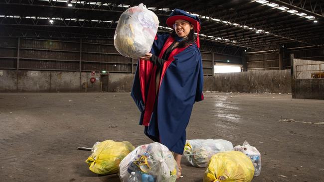 Deakin University graduate Apinya Chanthakett has completed a PhD in Engineering studying turning rubbish into electricity. Picture: Brad Fleet