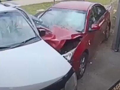 The car ploughed into the side of the SUV. Picture: Channel 7