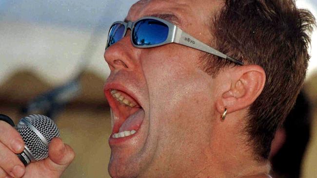 GOLD COAST  04 jan 1997 Jimmy Barnes farewells Fishermans wharf. headshot music singers sunglasses