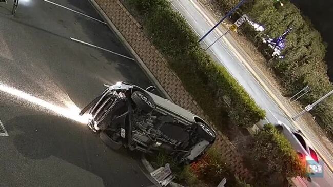 Out of control car slams into car park