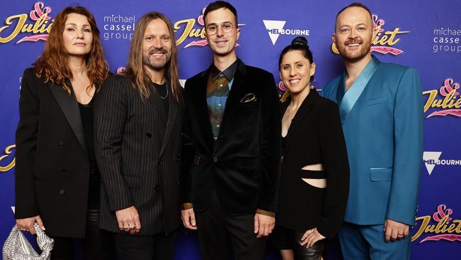 Jenny Pettersson, Max Martin, Luke Sheppard, Jennifer Webber and Michael Cassel at the opening night of &amp; Juliet at the Regent Theatre in Melbourne. Picture: Getty Images