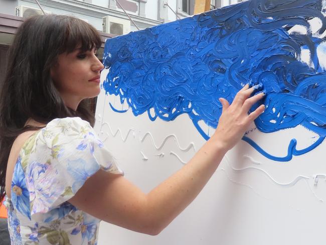 Eleonora Pulcini starting on a new piece inspired by lavender fields. Picture by Alison Foletta