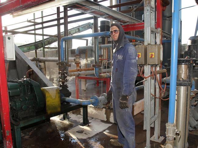 7/7/11 AJ Bush and Sons rendering facility at Beaudesert is worried about the effects the carbon tax will have on their business. Damian Booth (0412207513) is a boilermaker at the facility. Pics Adam Head