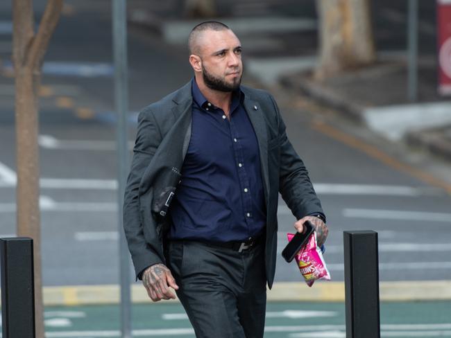 Rebels Logan chapter sergeant-at-arms Lucas James Pain outside Brisbane Supreme Court.