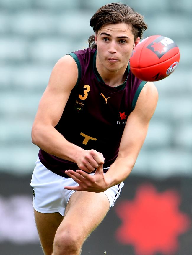 Oliver Davis in action during the NAB AFL U18 All-Stars match between Team South and Team North at UTAS Stadium last month. Picture: Steve Bell/AFL Photos/via Getty Images