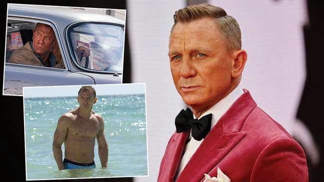 Daniel Craig takes his last turn on the red carpet as 007 (main picture); in action in the new Bond film No Time To Die (top left), and in his first turn as James Bond in 2006 in Casino Royale (bottom left). Pictures: GettySupplied