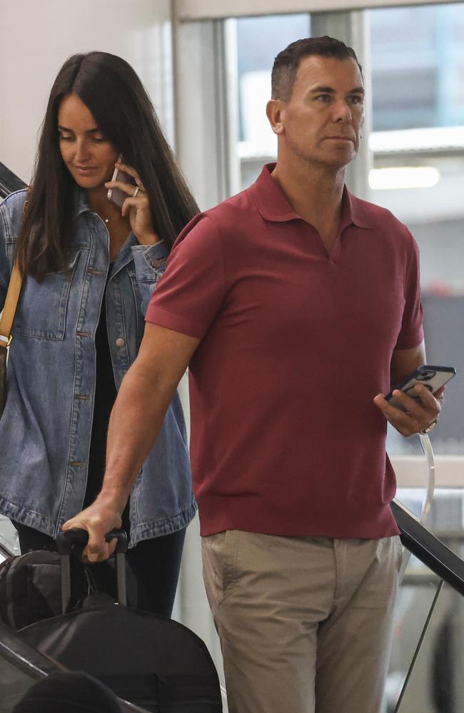 Wayne Carey spotted back with model girlfriend Jessica Paulke arriving in Sydney. Picture: MEDIA-MODE.COM