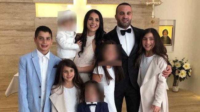 Crash victims Antony Abdallah, 13, Sienna Abdallah, 9, and Angelina Abdallah, 12, pictured with their parents Leila and Daniel.