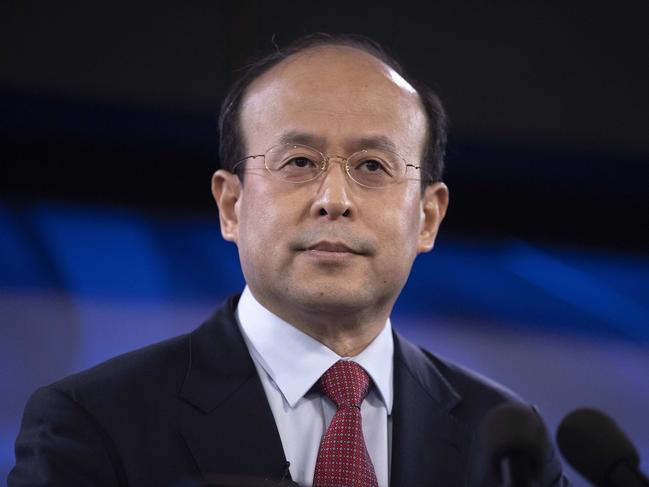 Chinese ambassador to Australia Xiao Qian at the National Press Club in Canberra. Picture: NCA NewsWire / Gary Ramage