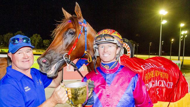 Bulletproof Boy and driver James Herbertson winning the Bendigo Pacing Cup, January 4, 2025. Picture: Stuart McCormick