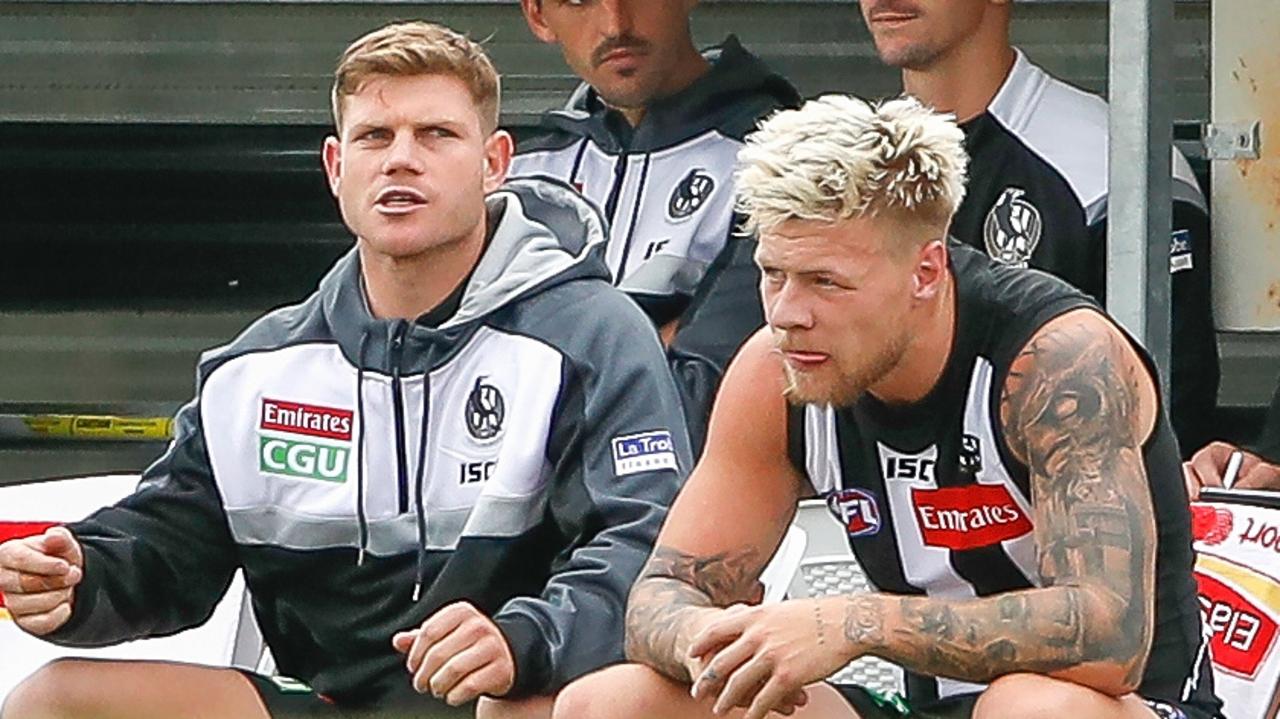 Taylor Adams and Jordan De Goey (Photo by Dylan Burns/AFL Photos via Getty Images).