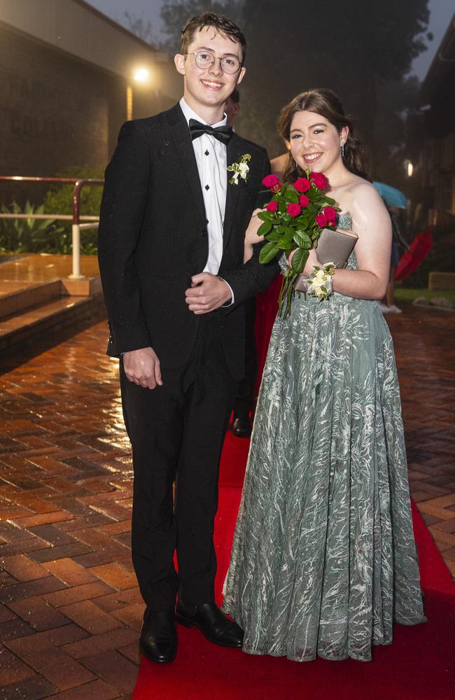 Lawson Booth partners Roma Aarons at Fairholme College formal, Wednesday, March 27, 2024. Picture: Kevin Farmer