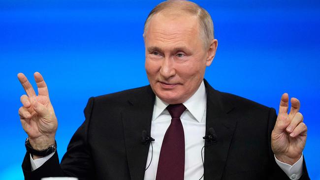 Russian President Vladimir Putin at his year-end press conference in Moscow. Picture: AFP