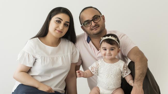 Anet Eyvazians, Jozef Maragol and their daughter Maragol who died on August 24, 2018, after being found unresponsive at The Berry Patch Preschool in Kellyville Ridge. She was 16 months old. Picture: Hellobaby Photography