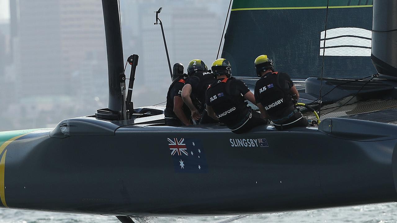 Waterhouse and the Australian team during a previous SailGP event on Sydney Harbour.