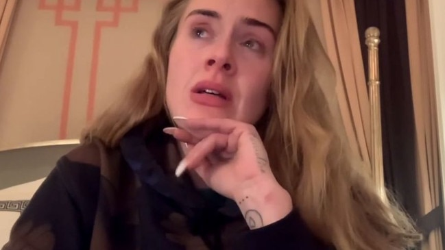 Adele shared a tearful Instagram video explaining that she had to postpone her shows.