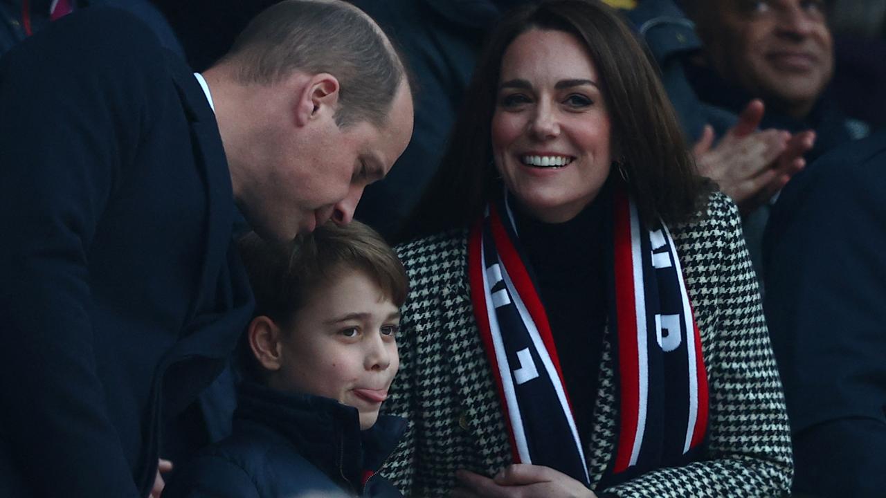 Prince George, 8, showed his cheeky side. Picture: Adrian Dennis/AFP