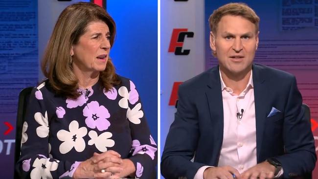 Caroline Wilson and Kane Cornes on Channel 9's Footy Classified.