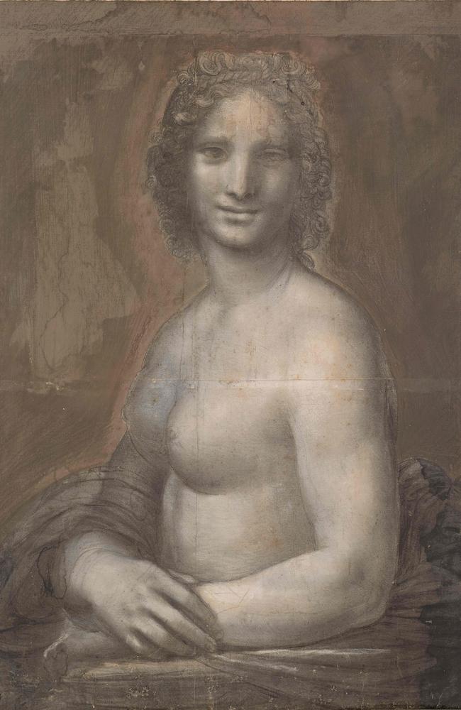 TOPSHOT — This handout picture released by the RMN-Grand Palais Domaine de Chantilly shows the Monna Vanna, better known as the Nude Mona Lisa, designed by Italian artist Leonardo da Vinci after the Mona Lisa, pictured at the Domaine de Chantilly.