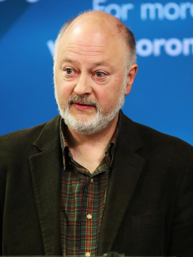 Director of Public Health Mark Veitch addresses the media. Picture: ZAK SIMMONDS