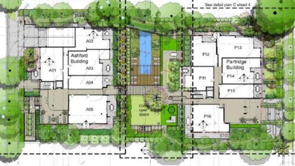 The proposed landscaping plan by Paul Scrivener Landscape for CBD Core.